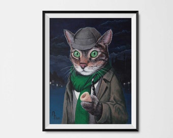 Sherlock Holms Cat Portrait Print