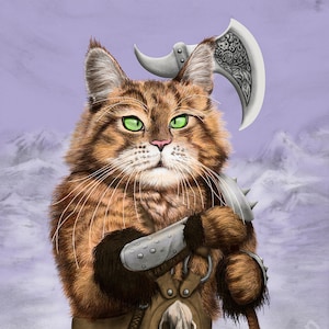 Fantasy Cat Hero - Barbarian Cat