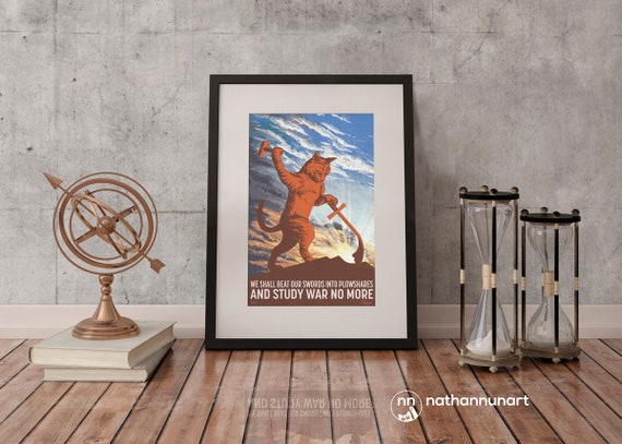 Soviet Cat Poster - Swords to Plowshares - Study War No More