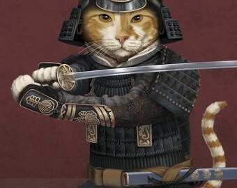サムライキャット - オレンジ色の戦士猫 - Etsy 日本