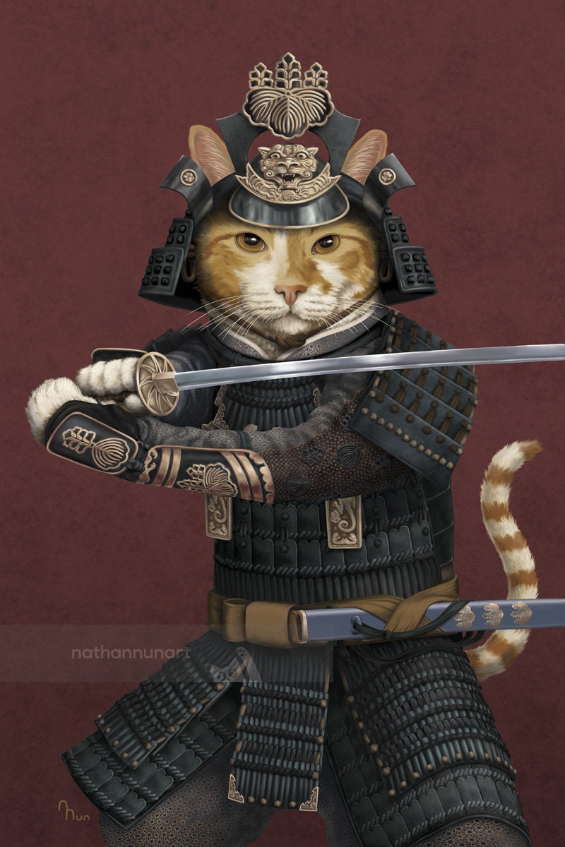 サムライキャット - オレンジ色の戦士猫 - Etsy 日本