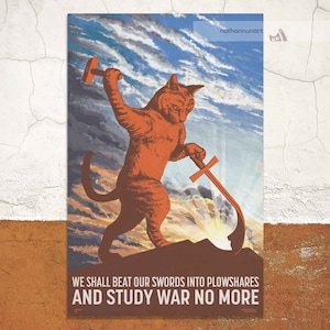 Soviet Cat Poster - Swords to Plowshares - Study War No More - Etsy