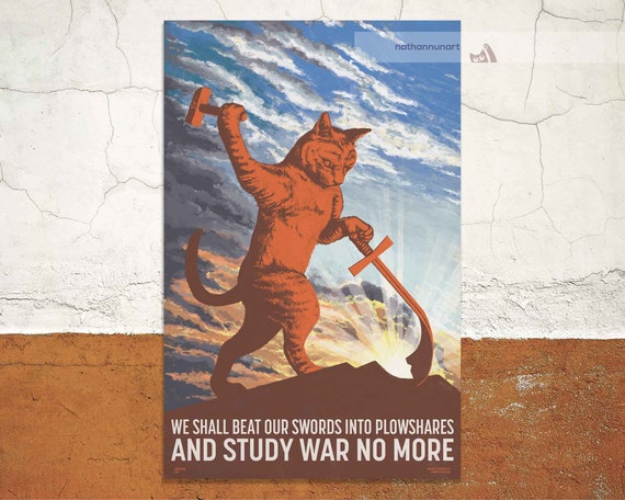 Soviet Cat Poster - Swords to Plowshares - Study War No More