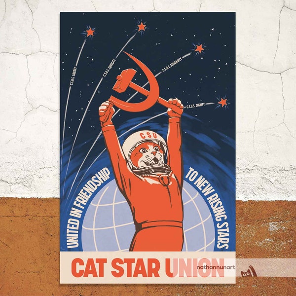 Soviet Cat Poster - Cat Star Union