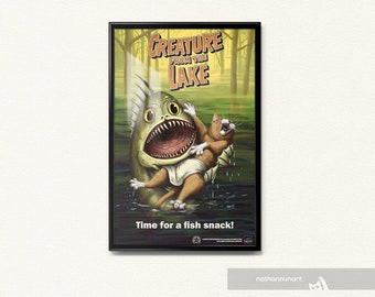 Cat Movie Poster - Creature From the Lake - Horror Movie Poster
