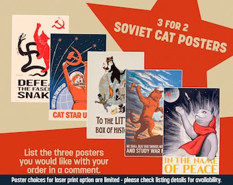 3 for 2 Soviet Cat Posters - Propaganda Posters