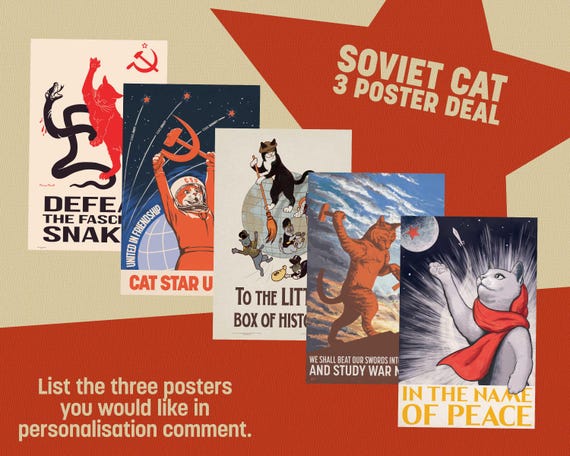 3 Soviet Cat Posters Deal - Propaganda Posters