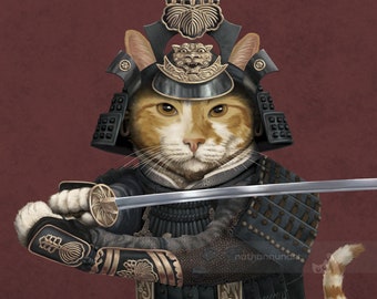 サムライキャット - オレンジ色の戦士猫 - Etsy 日本
