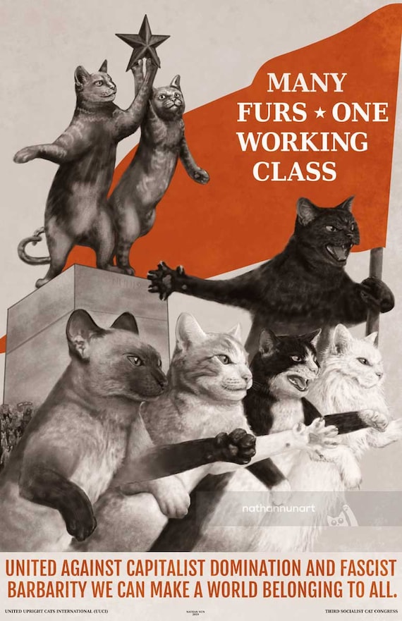 Soviet Cat Poster Many Furs One Working Class - Etsy Israel