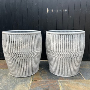 Large Dolly Tub (price per tub) 55 h x 48 diameter (chevron)   /  Galvanised Planter/ Olive Tree Planter / Jumbo Planter