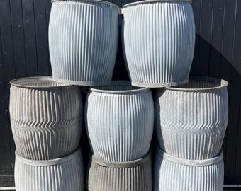 1930s Galvanised Dolly Tub Planter, Vintage Garden Decor/ Grade 1