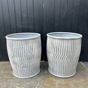 Medium Dolly Tub Chevron Design - price per tub  (41 x 48 cm) Chevron design  / Metal Planter / Galvanised Tub - Medium / Olive tree tub
