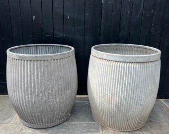 Original Dolly Tub (price per tub)  1930s Galvanised Planters / Olive Tree Planter / Jumbo Planter/ Rustic condition