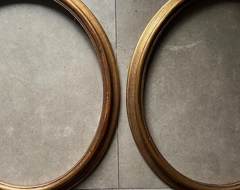 20 x 23.5” (pic size) 2” Pair of Large Gold Oval Gilt Frames  - Decorative frame / Gilt Frame / Ornate Frames