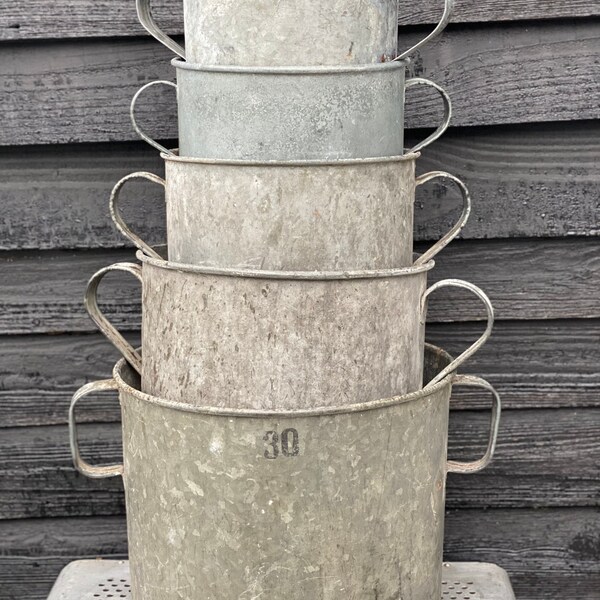 Metal Planter / Dolly Tub with handle / Galvanised Bucket