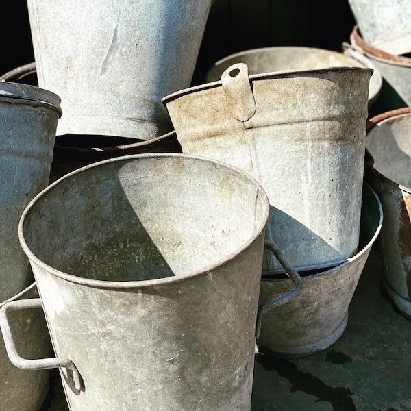 Vintage Galvanised Buckets / Tubs - sourcing service - min order 8