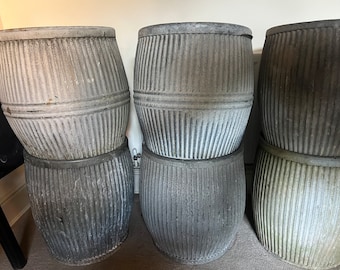 1930s Galvanised Dolly Tub Planter, Vintage Garden Decor