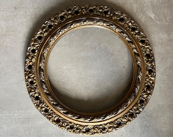 12.5” Diameter (pic size) 3” - Round Gold Ornate Picture Frame  - Decorative frame / Gilt Frame / Ornate Frames