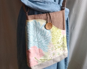 Fun and Beautiful groovy green Messenger retro print designer fabrics Crossbody bags quality construction unique brown