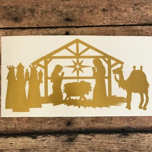 Christian Nativity Manger Scene Vinyl Decal Sticker | Manger Scene | Sticker | Christmas Decoration Decal | Church | God | Bumper Sticker