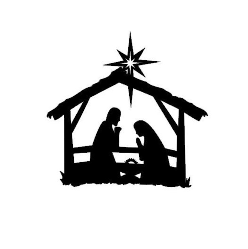 Nativity Manger Scene Vinyl Decal Nativity Scene Manger Etsy