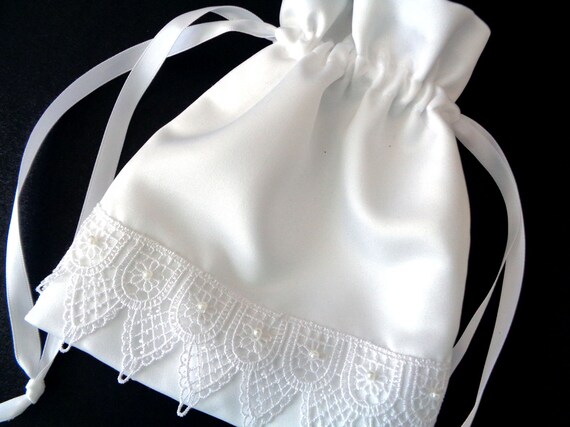 Satin bag flower girl handbag Bridesmaids bag in ivory or white wedding