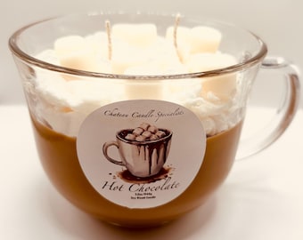 Vela de chocolate caliente: Malvaviscos derretidos, regalo gastronómico / Vela en forma de taza de chocolate caliente / Vela grande / Vela pequeña / Vela de invierno / Bebida