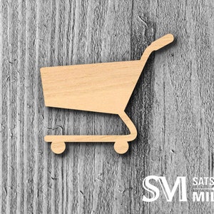 Shopping Cart Laser Cutout; DIY Crafts, Decor, & Gifts, Multiple Size Options 3501