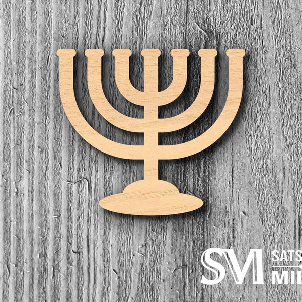 Menorah Laser Cutout; DIY Crafts, Decor, & Gifts, Multiple Size Options 3431