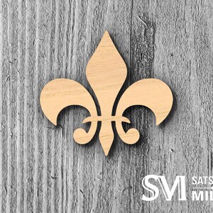 Mardi Gras Fleur De Lis Cutout, Unfinished Shape, Paint by Line