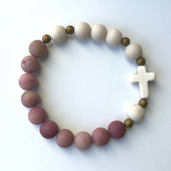 Rosary Bracelet - Petrified Wood Beads - Stretch - Catholic Gifts - Gifts for Her - Meditation Beads - Rosary Beads - Gift