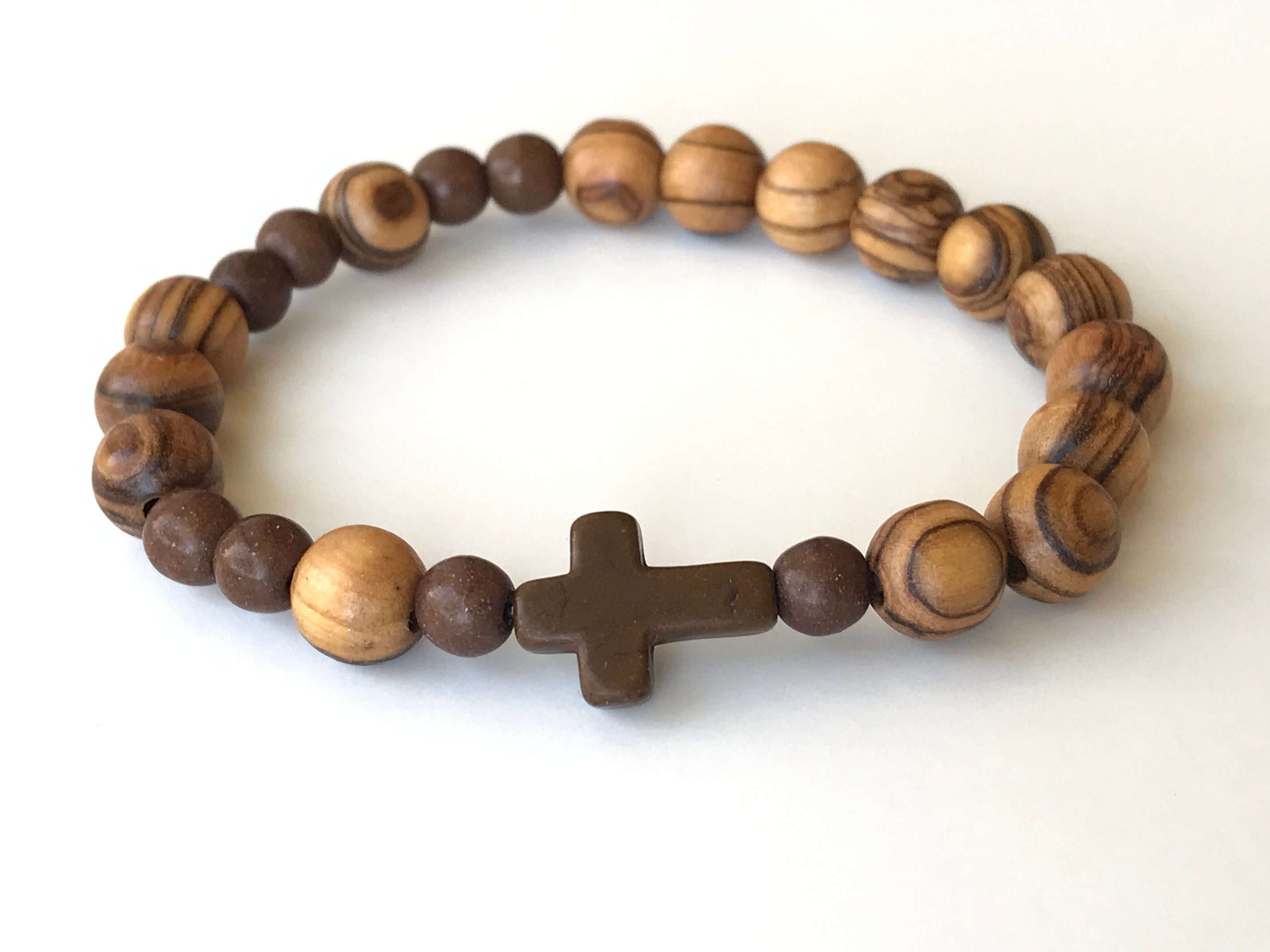 Rosary BraceletHoly Land Olive Wood Beads & Howlite Etsy