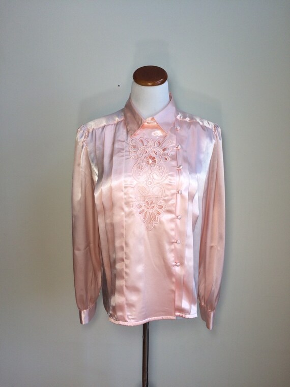 pink silky blouse