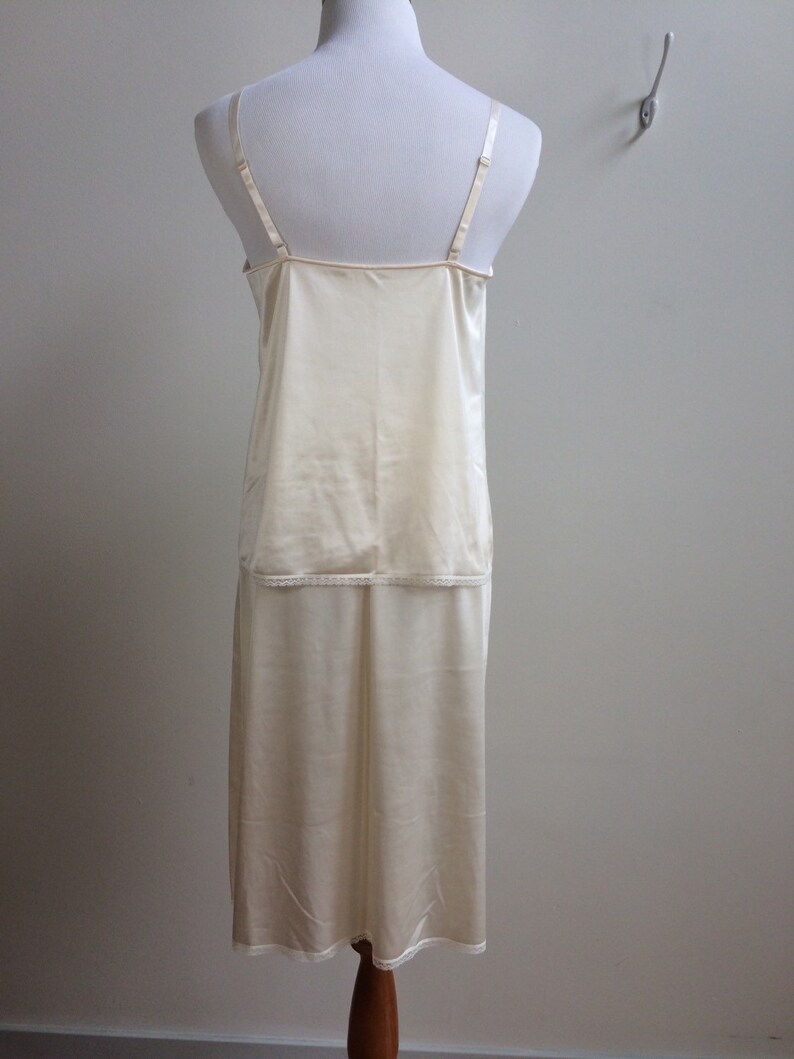 Cream Silky Slip Set with Applique from Montgomery Ward Small Medium