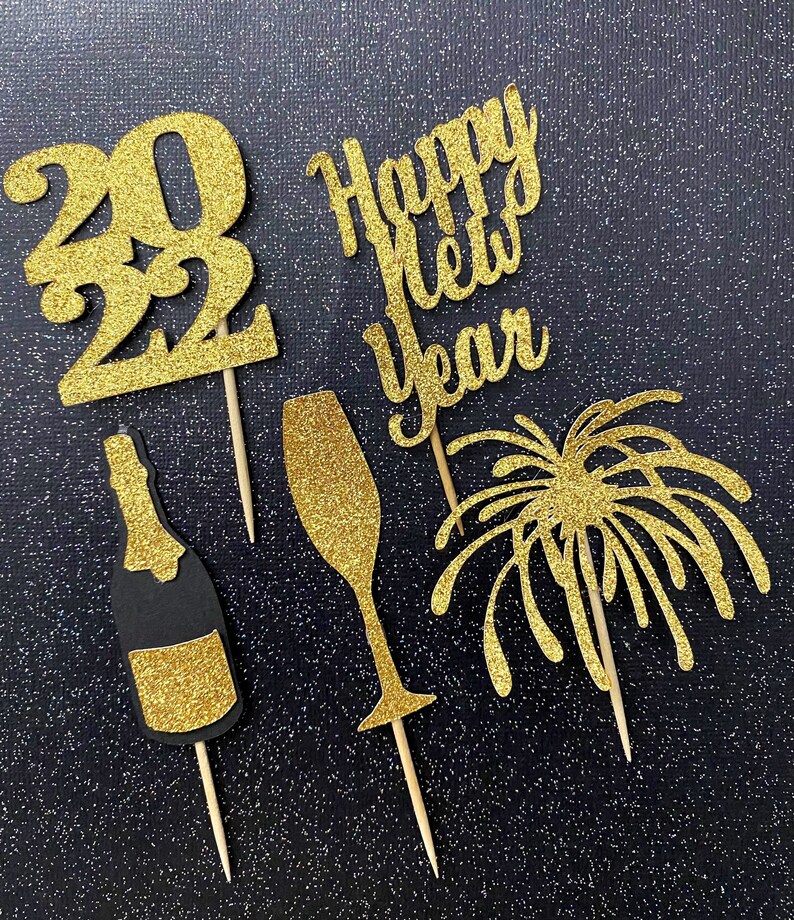 New Years Cupcake Toppers. New Years Eve Decorations. 10 Etsy