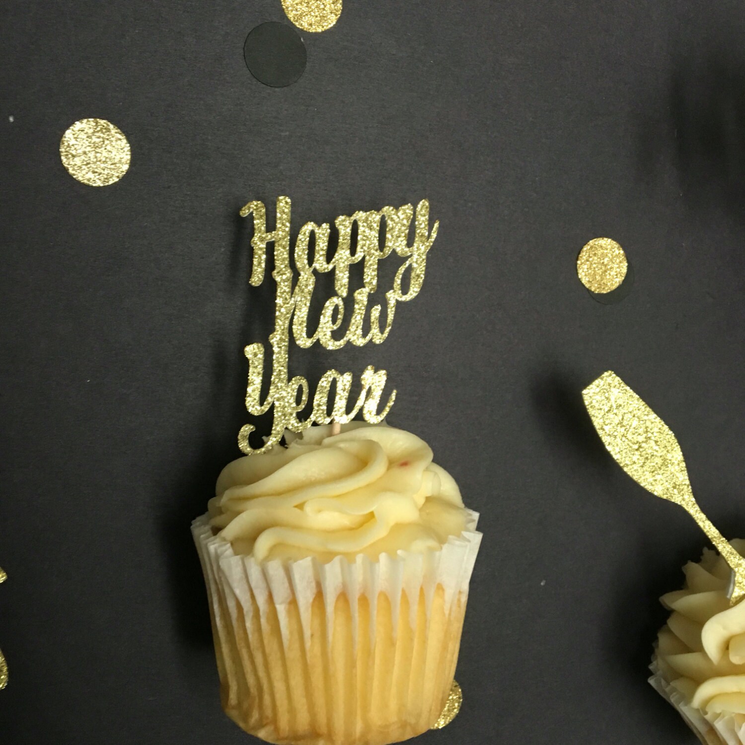 New Years cupcake toppers. New years eve decorations. 10 Etsy