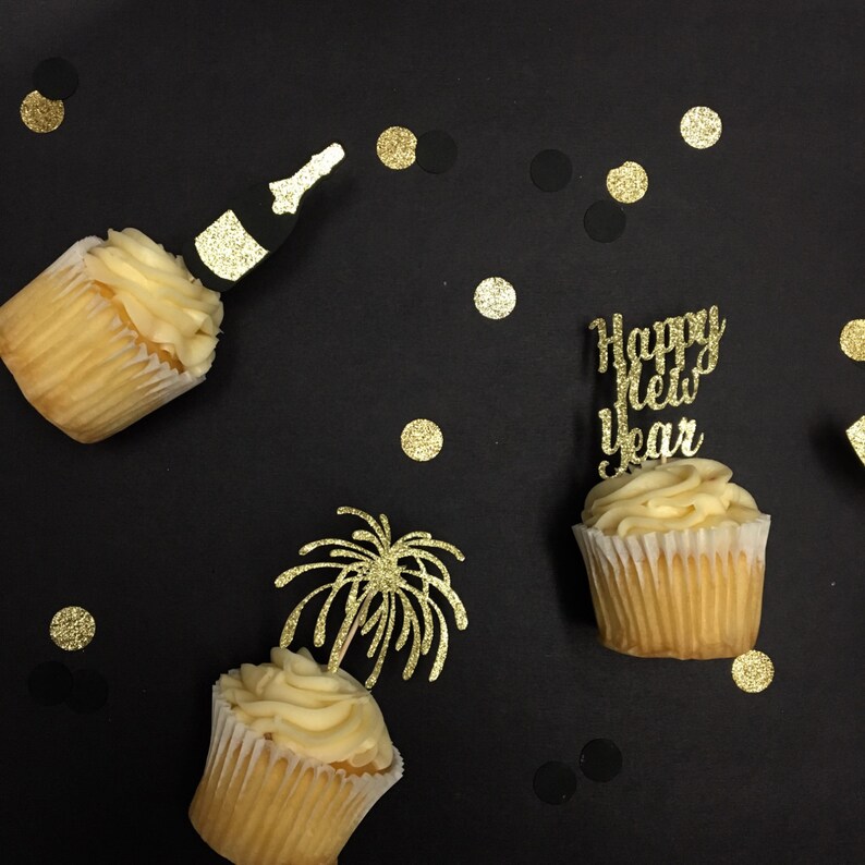 New Years Cupcake Toppers. New Years Eve Decorations. 10 Etsy