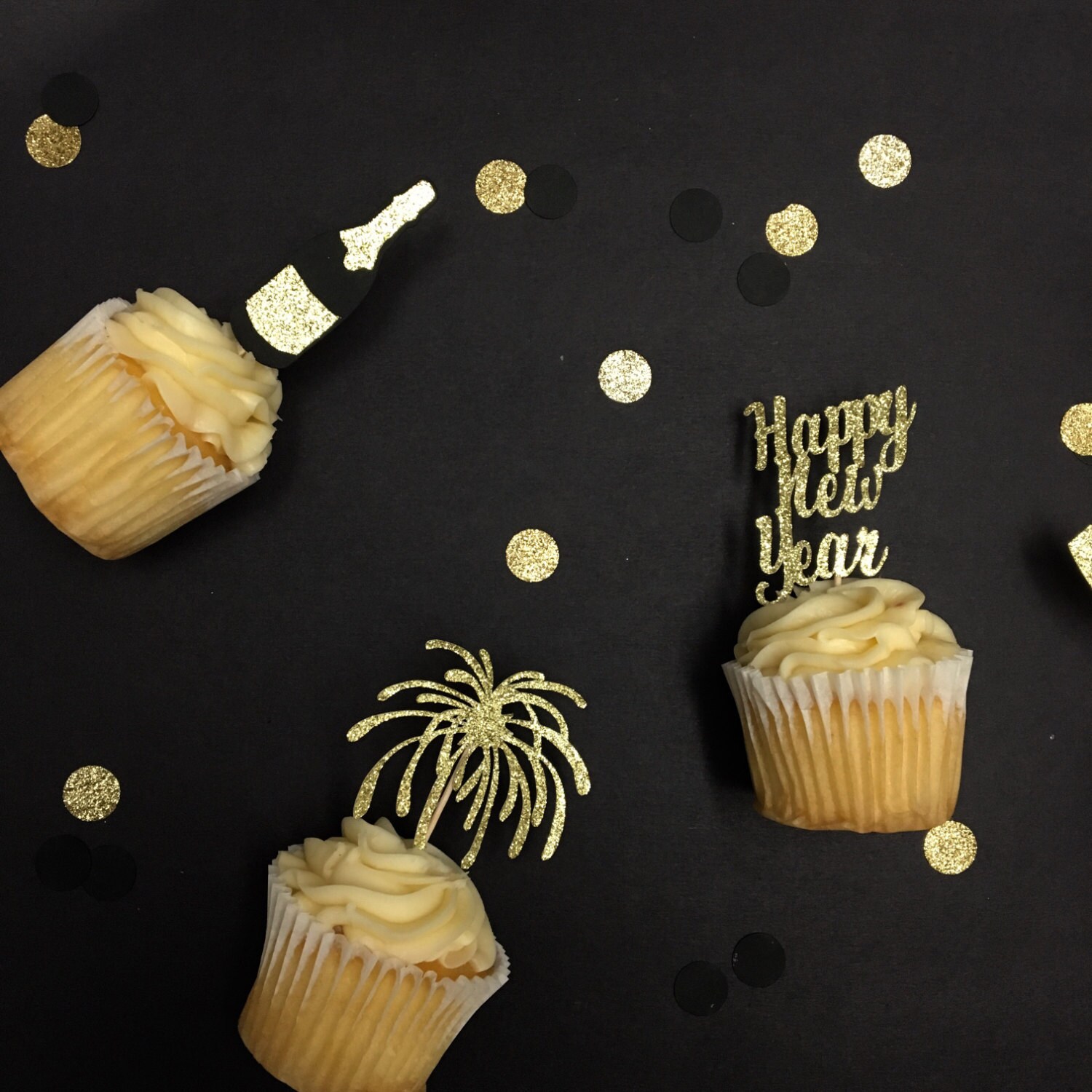 New Years cupcake toppers. New years eve decorations. 10 Etsy