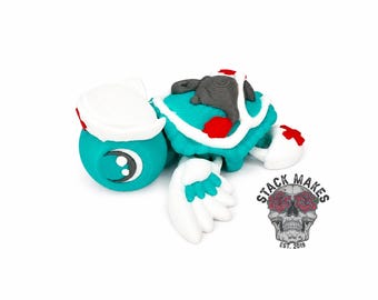 Articulated Nurse Turtle Fidget Toy | 3" 3D Printed Desk Buddy, Medical Gift