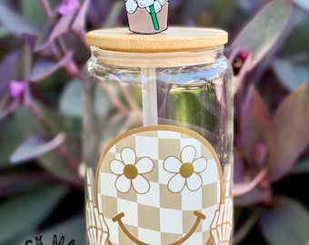 Iced Coffee Straw Topper | Cute Topper | Preppy Cup Charm | Starbucks | Stanley | Coffee Cup Topper | Glass Can Straw Accessory | Straw Top