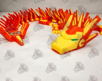 Articulated Iron inspired dragon 3D printed collectible comic display