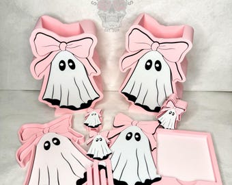 Pink Bow Ghost Collection | 3D Printed Desk Accessories Bundle