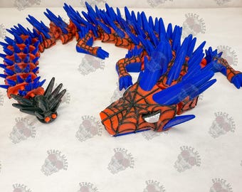 Articulated Spidey inspired dragon 3D printed collectible comic display
