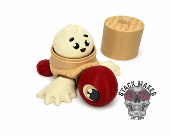 3D Printed Dumpling Turtle Clicker Fidget Toy | Hidden Smiling Turtle, PLA Plastic