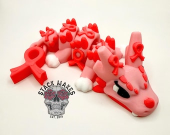 Breast Cancer Awareness Articulated Dragon | Pink Ribbon Fidget Dragon | Support Survivor Gift | 3D Printed Dragon | Hope Awareness Decor