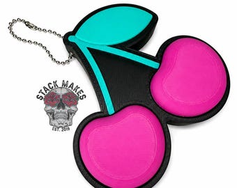 3D Printed Cherry Clicker Keychain | Fidget Toy, Sensory Clicker, Fruit Accessory
