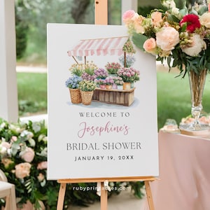 Editable Fresh Off the Market Bridal Shower Welcome Sign Template, Wedding Shower Decor, Farmer&#39;s Market Bridal Brunch, Flower Shop