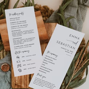 Modern Minimalist Wedding Program with Icons (Canva Template, Digital Download)