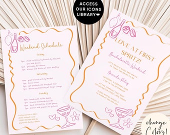 Bachelorette Party Weekend Itinerary Template: Love at First Spritz (Digital Download)
