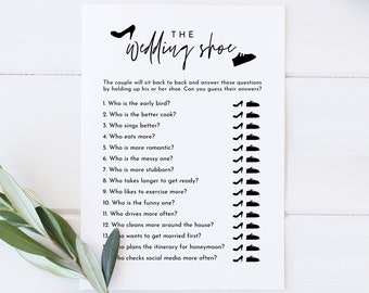 The Wedding Shoe Game, Fun Wedding Game, Questions For The Newlyweds, Bridal Shower Games, Wedding Shower Game, He Said She Said